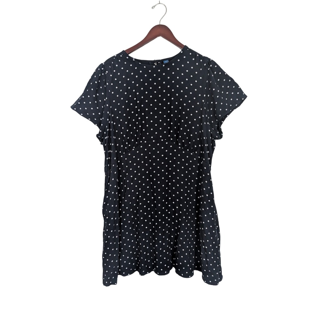 Old Navy Navy Blue White Polka Dot Empire Waist Mini Dress Size 2X Short Slv